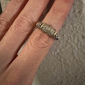 Lagos sterling silver and 18k yellow diamond ring Size 5
